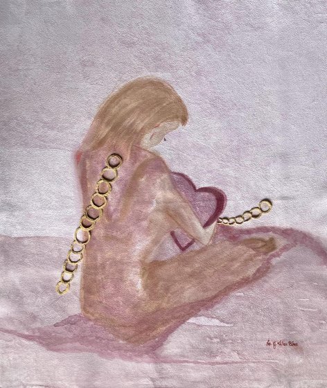 Luciana Vilas Boas, opera materica Woman in Chains realizzata con tappi di vino e sughero riciclato